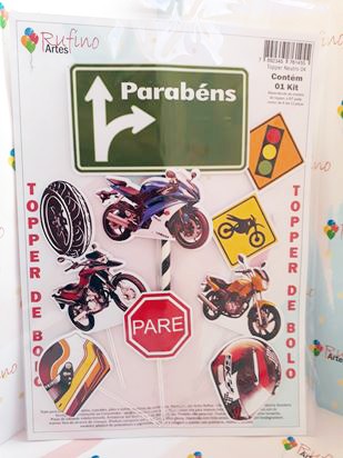 bolo com topper tema motos