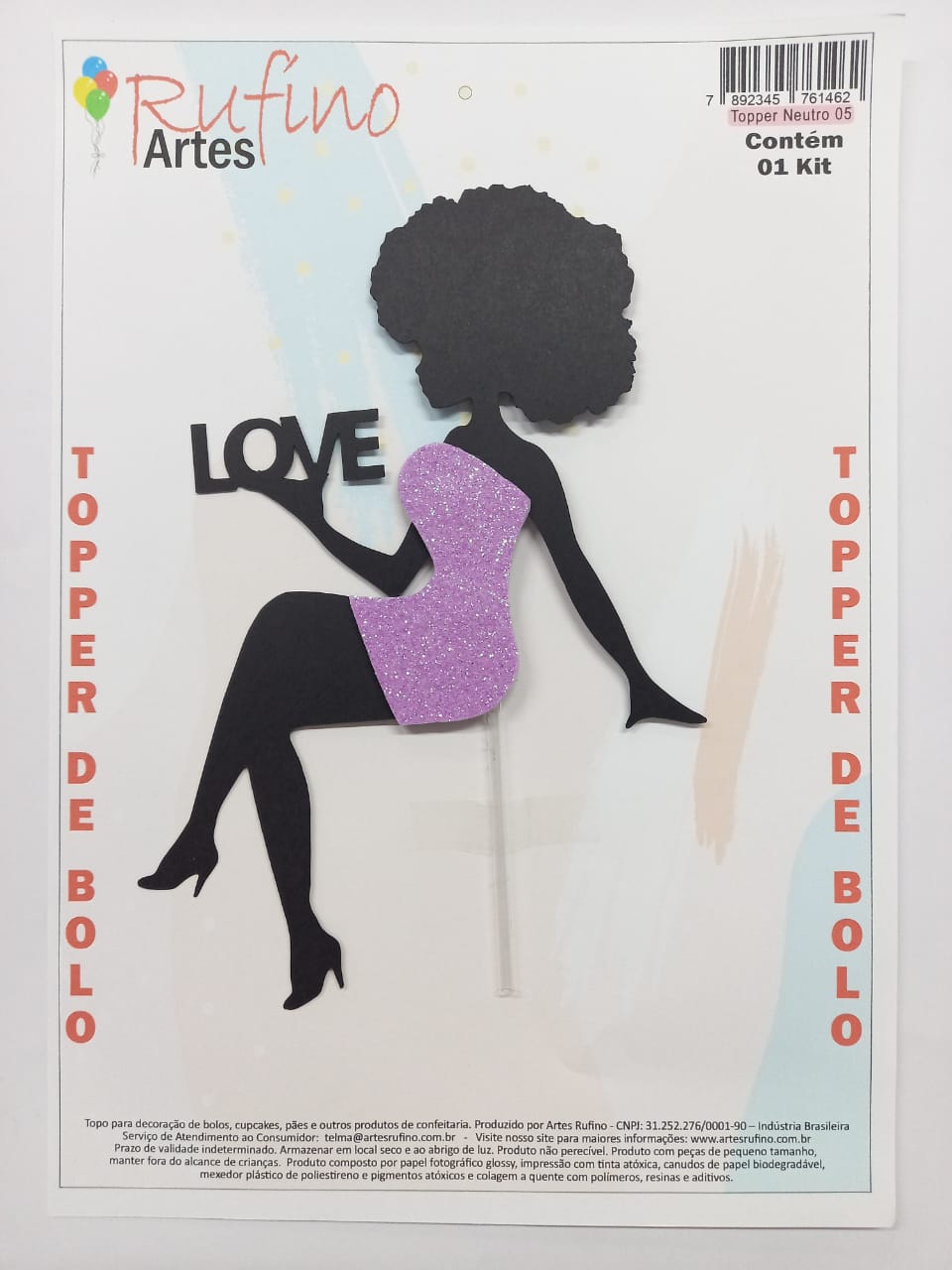 Topo de Bolo Baby Afro Lilás / Artes Rufino ®