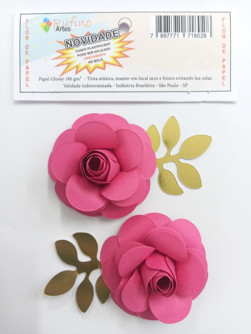 Flor De Papel Pink Pct 2 Und / Artes Rufino ®
