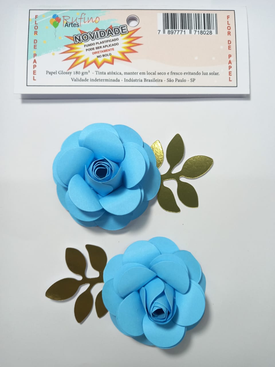 Flor De Papel Azul Frozen Pct 2 Und / Artes Rufino ®