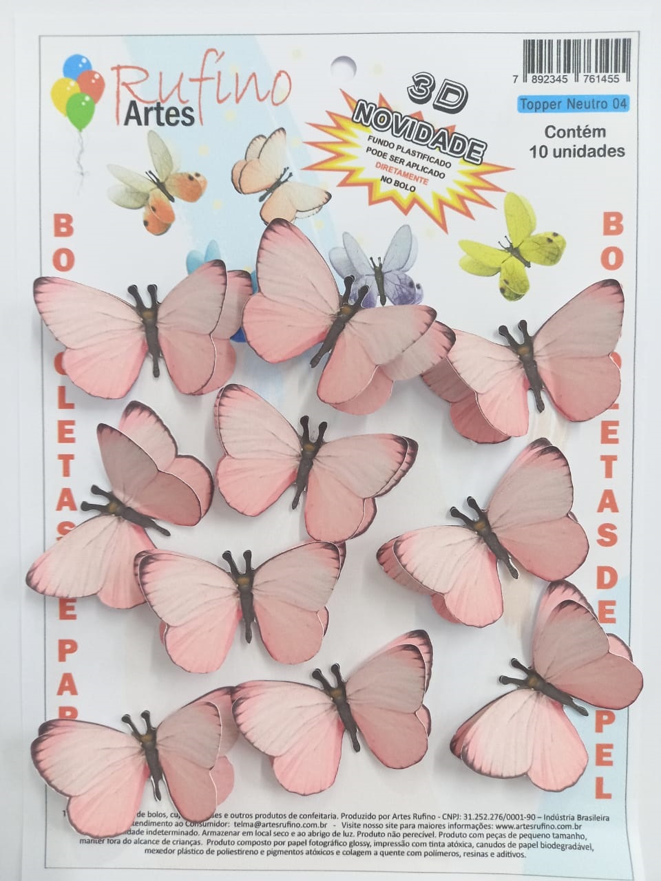 Topo de Bolo Borboleta Rosa Pink