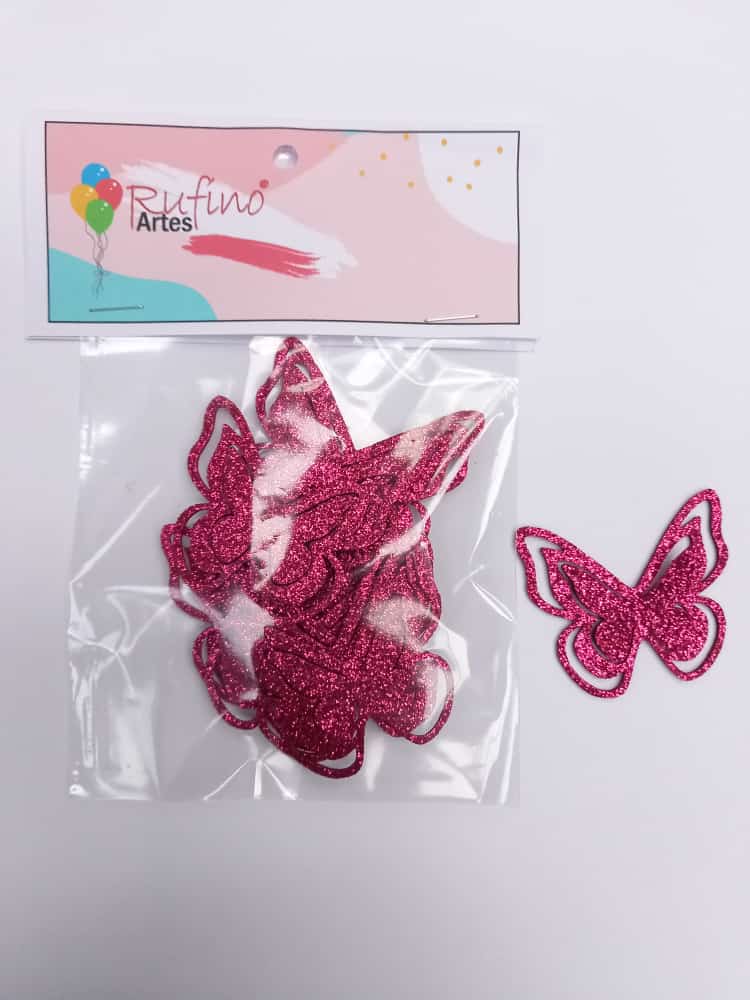 Borboleta 3D Rosa Pct 10 Und / Artes Rufino ®