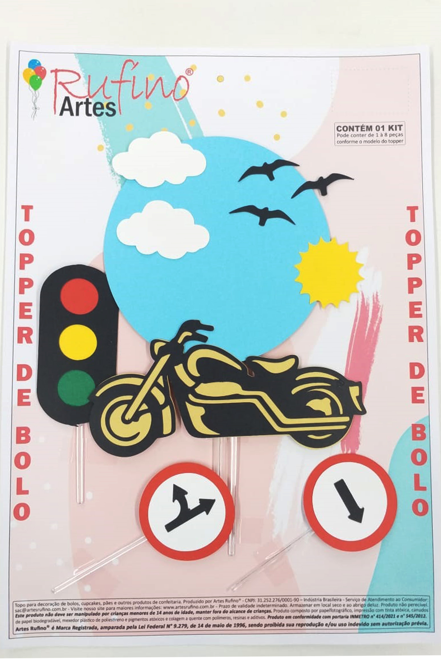 TOPO DE BOLO MOTO 40 Acrílico 3mm - Primor Comunicação Visual