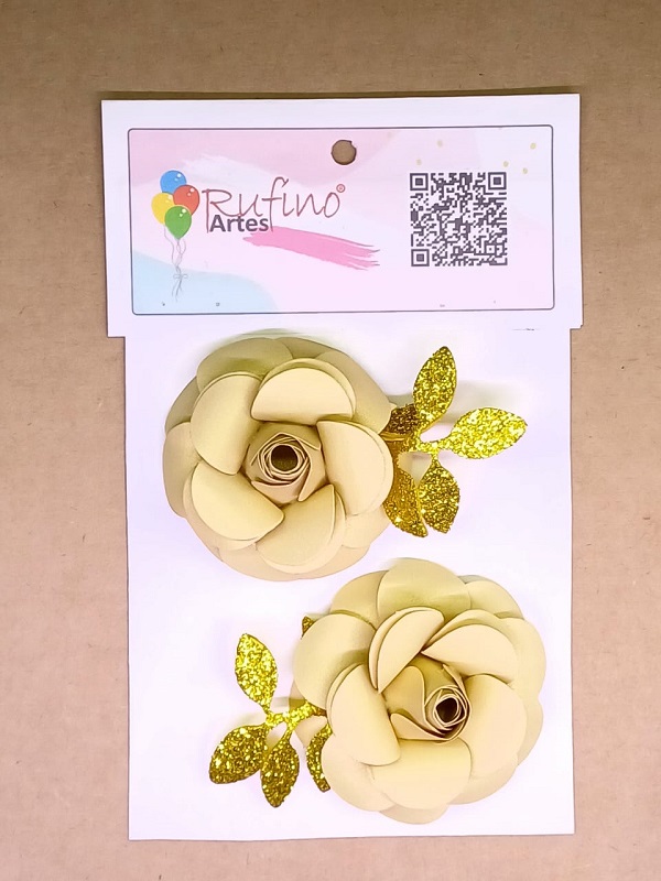 flor de papel dourada pct 2 und