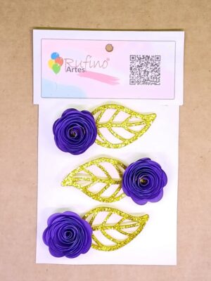 flor de papel rococó lilás 3 und