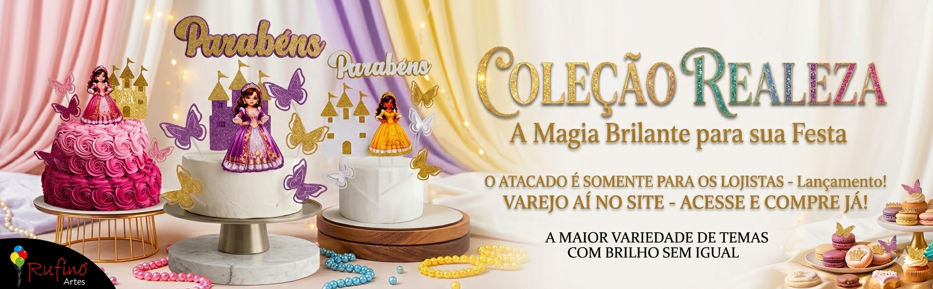 Coleção de Topper de Bolo Realeza da Artes Rufino®